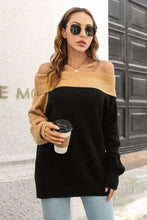 Ribbed Off-Shoulder Lantern Sleeve Pullover Sweater Sweater Pullovers