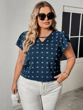 Honey Plus Size Swiss Dot V-Neck Flutter Sleeve Tee Woman T Shirts
