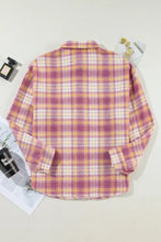 Plaid Collared Neck Button Up Shacket Woman Outerwear