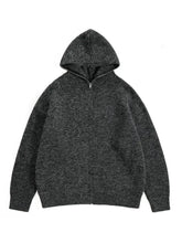 Men's Hooded Zip Up Knit Cardigan Dark Gray Cardigans