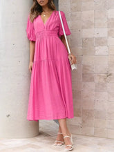Surplice Half Puff Sleeve Midi Dress Casual Dresses