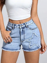 Star Raw Hem Denim Shorts Denim Shorts
