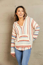 Striped Hooded Sweater with Kangaroo Pocket Woman Sweatshirts