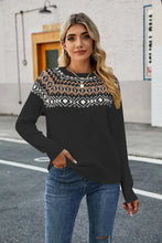 Round Neck Raglan Sleeve Sweater Black Sweater Pullovers
