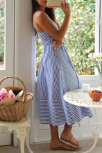 Smocked Back Striped Sleeveless Midi Dress Casual Dresses