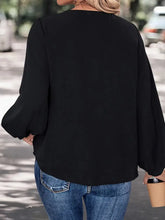 Perfee Contrast V-Neck Long Sleeve Blouse Woman Blouses