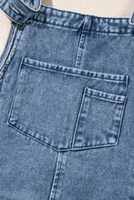 Distressed Bib Pocket Wide Leg Denim Overalls Denim Overalls
