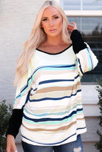 Striped Round Neck Long Sleeve Top Stripe Woman T Shirts
