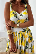 Lemon Print Sweetheart Neck Maxi Dress Maxi Dresses