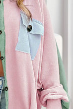 Contrast Pocketed Button Up Long Sleeve Shacket Woman Outerwear