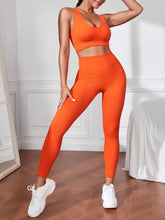 Sport Tank and Leggings Set Orange Woman Activewear