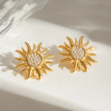 Stainless Steel Inlaid Rhinestone Sun Shape Stud Earrings Earrings
