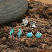 3 Piece Artificial Turquoise Stud Earrings Earrings