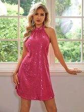 Sequin Halter Neck Mini Dress Cocktail Dress