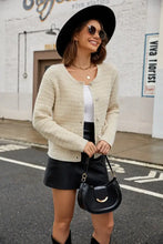 Round Neck Button Up Cardigan with Pockets Woman Outerwear