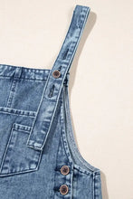 Distressed Bib Pocket Wide Leg Denim Overalls Denim Overalls