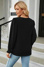 Round Neck Smocked Flounce Sleeve Blouse Woman Blouses