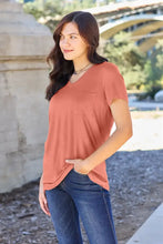 Basic Bae Bamboo Coral V-Neck T-Shirt with Jeans Size Options Woman T Shirts