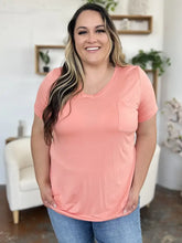 Basic Bae Bamboo Coral V-Neck T-Shirt with Jeans Size Options Woman T Shirts