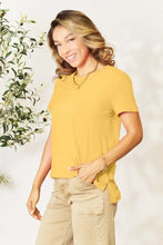 Basic Bae Bamboo Light Blue High-Low T-Shirt for Women Yellow Woman T Shirts