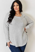 Basic Bae Gray Ribbed Round Neck Knit Sweater for Women Woman T Shirts