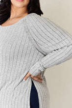 Basic Bae Gray Ribbed Round Neck Knit Sweater for Women Woman T Shirts