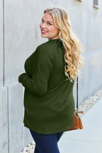Basic Bae Olive Green Round Neck Long Sleeve Top for Women Woman T Shirts