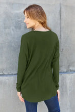 Basic Bae Olive Green Round Neck Long Sleeve Top for Women Woman T Shirts