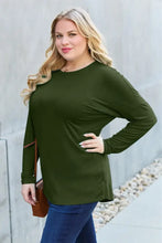 Basic Bae Olive Green Round Neck Long Sleeve Top for Women Woman T Shirts