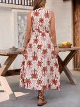 Printed V-Neck Sleeveless Midi Dress Casual Dresses