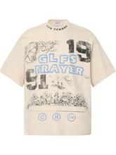 Men's Graphic Round Neck Short Sleeve T-Shirt Apricot Mens Tops