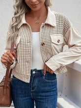 Perfee Pocketed Houndstooth Long Sleeve Jacket Woman Outerwear