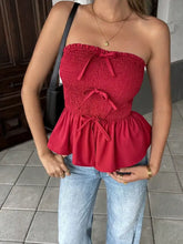 Smocked Bow Tube Top Tanks & Camis