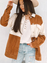Raw Hem Color Block Button Up Jacket Woman Outerwear