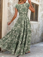 Vintage Floral Cap Sleeve Maxi Dress Woman Casual Dress