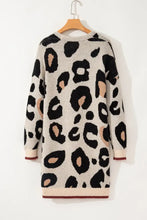 Leopard Open Front Long Sleeve Cardigan Woman Outerwear