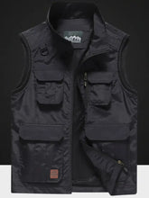 Men's Plus Size Zip Up Vest with Pockets Black Mens Tops