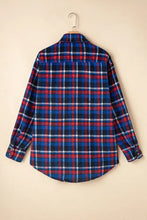 Pocketed Plaid Collared Neck Long Sleeve Shacket Woman Outerwear