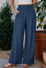 Wide Leg Pants with Pockets Peacock Blue Woman Pants