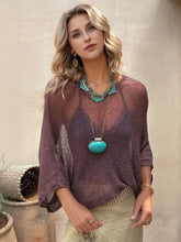 Round Neck Long Sleeve Cover-Up Mauve Swimwear Cover-Ups
