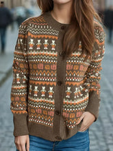 Graphic Button Down Long Sleeve Cardigan Woman Outerwear