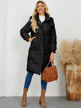 Long Sleeve Longline Hooded Winter Coat Woman Outerwear