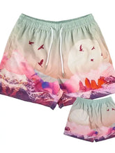 Men's Plus Size Drawstring Printed Shorts Pale Blush Mens Bottoms