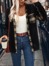 Pocketed Plaid Button Down Hooded Shacket Woman Outerwear