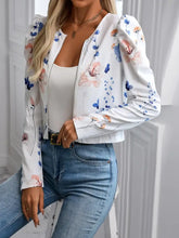 Printed Zip Up Long Sleeve Jacket Woman Outerwear