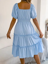 Square Neck Short Puff Sleeve Dress Casual Dresses