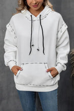 Ivy Lane Drawstring Kangaroo Pocket Dropped Shoulder Hoodie White Woman Sweatshirts