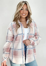 Plaid Button Up Collared Neck Sherpa Jacket Woman Outerwear