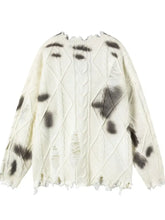 Men's Distressed Letter Round Neck Sweater Mens Tops