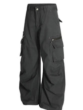 Men's Cargo Curved Pants with Multi Pockets Woman Sweatpants